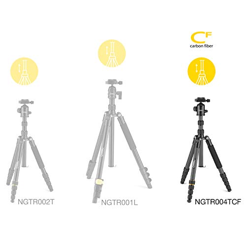 NATIONAL GEOGRAPHIC Travel Tripod Kit,90°Column 5-Section Legs, Carbon Fiber, Compatible with Canon, Nikon DSLR, Twist Locks 360 Degree Ball Head,Quick Release Plate, 8KG Load Capacity with Carry Bag