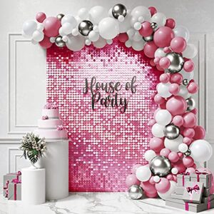 house of party pink shimmer wall backdrop – 24 panels round sequin shimmer backdrop for birthday decorations | wedding, graduation & bachelor party supplies