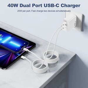 iPhone 14 13 12 Fast Charger [Apple MFi Certified],40W Dual Port USB C Charger Block with 10 Ft Type C to Lightning Charging Cable for iPhone 11 pro max/11 pro/11/XS Max/XS/XR/X/8 Plus/8,iPad Mini