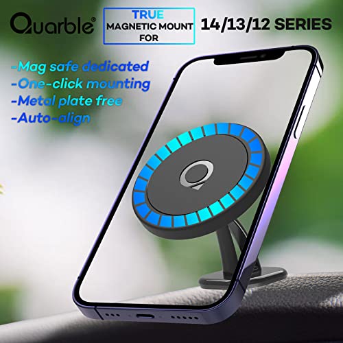 Quarble Magnetic Dashboard Car Mount Compatible with MagSafe Case iPhone 14 13 12 Pro Max Plus Mini, 360° Adjustable Phone Holder No Metal Plate Needed 2021 All New