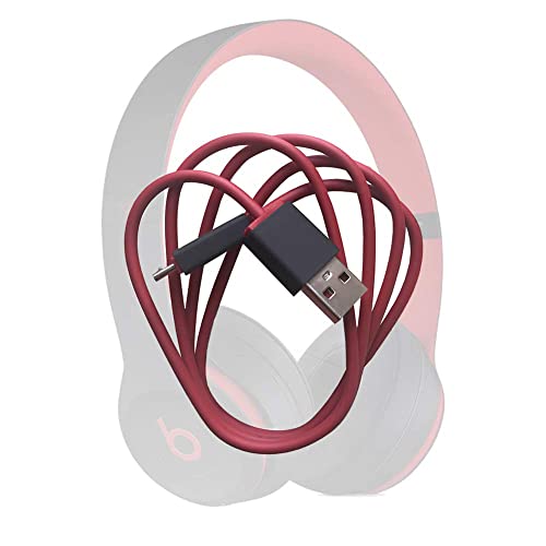 Original Replacement AUX Audio Cable Cord for Beats by Dre Headphones Solo/Studio/Pro/Detox/Wireless with MIC Red(Discontinued by Manufacturer)+Replacement Charger Cable for Beats by Dr Dre and Pill