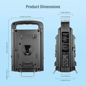 Dual Channel V-Mount/V Lock Battery Charger Compatible with All 14.4V/14.8V V-Mount Batteries,V-Mount Brick (Battery Not Included)