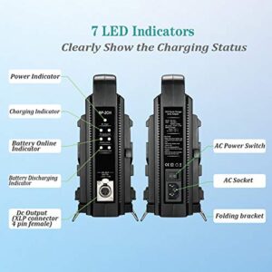 Dual Channel V-Mount/V Lock Battery Charger Compatible with All 14.4V/14.8V V-Mount Batteries,V-Mount Brick (Battery Not Included)