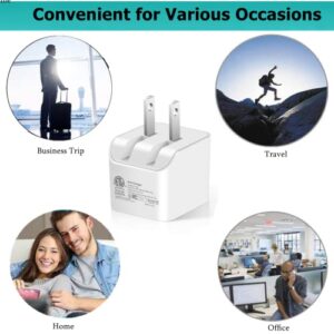 12W USB Wall Charger with Foldable Plug, 3-Pack 2.4A Dual-Port Power Adapter Mini Charging Block Cube Compatible iPad, iPhone 12 11 Pro Max XR/XS/X 8/7/6/6s Plus, Samsung, Moto, HTC＆ More(ETL Listed)