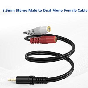 3.5mm Stereo to Dual Mono Cable, 2 Pack 6inch 1/8" TRS Male to 2 TS Mono Female Adapter Gold-Plated Connector Audio Y Splitter Cord for Headphone, Speaker