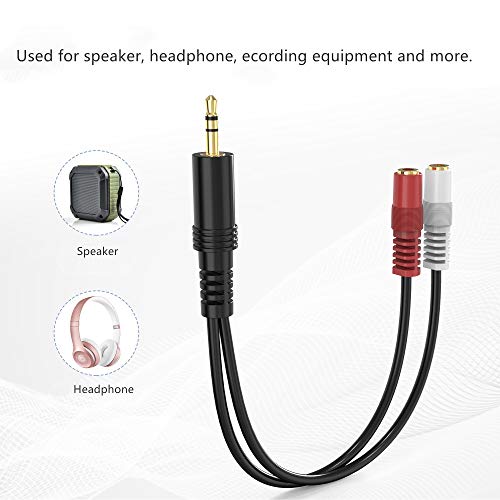 3.5mm Stereo to Dual Mono Cable, 2 Pack 6inch 1/8" TRS Male to 2 TS Mono Female Adapter Gold-Plated Connector Audio Y Splitter Cord for Headphone, Speaker