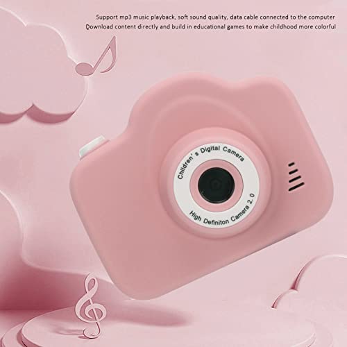 Entatial Kids Camera, Cartoon Child Camera One Key Video Recording 16 Borders Support MP3 Kids Gift for Kids(Pink)