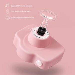 Entatial Kids Camera, Cartoon Child Camera One Key Video Recording 16 Borders Support MP3 Kids Gift for Kids(Pink)