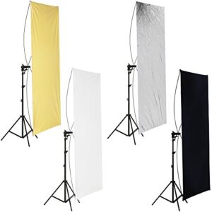neewer 35″ x 70″/ 90 x 180cm photo studio gold/silver & black/white flat panel light reflector with 360 degree rotating holding bracket and carrying bag