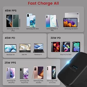 S23 S22 Ultra Charger, 45W USB-C Super Fast Charger Type C PPS/PD Wall Charging Block for Samsung Galaxy S23 Ultra/S23+/S22 Ultra/S22 Plus/S22/S21/S20 Ultra/Note 10+, Galaxy Tab 8(6.6ft Cable, Black)