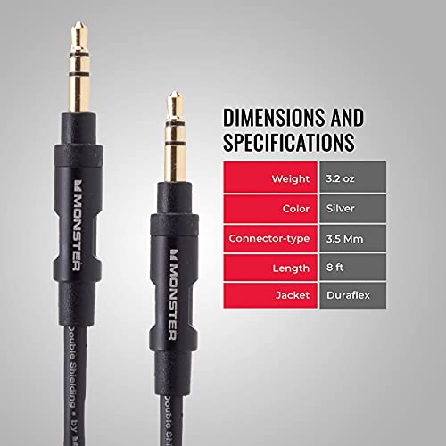 Monster Mobile® Audio Cable 3.5mm Male to Male Stereo Audio Cable-4 feet Black/Dull Black