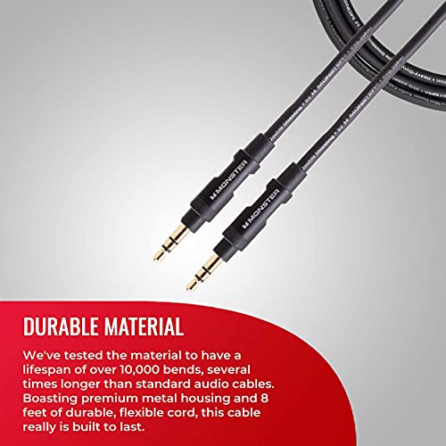 Monster Mobile® Audio Cable 3.5mm Male to Male Stereo Audio Cable-4 feet Black/Dull Black