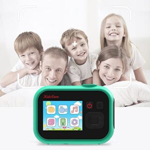 Boddenly Mini Cartoon Children's Camera,Rechargeable Electronic Camera,2 Inch IPS Display,Insertable 32G SD Card (Green, One Size)