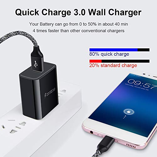 Adaptive Fast Charger for Samsung Galaxy S23 S22 S22+ S22 Ultra S21 S20 FE S20+ S10 S9 S8 A20 A21 A51 A71 A11 A01 A9 A10e A14 Note 20 Ultra,18W Quick Charge 3.0 Wall Charger Type C Fast Charging Cable