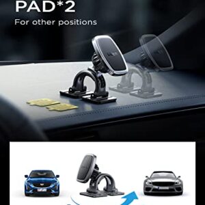 LISEN Magnetic Phone Holder for Car Fit Curved Surfaces Car Phone Holder Mount Flexible & Stable Dashboard Magnetic Phone Car Mount with 3 Metal Plates Fit All iPhone 14/13/12/11,Pro,Pro Max,Android