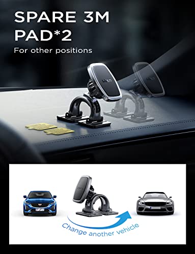 LISEN Magnetic Phone Holder for Car Fit Curved Surfaces Car Phone Holder Mount Flexible & Stable Dashboard Magnetic Phone Car Mount with 3 Metal Plates Fit All iPhone 14/13/12/11,Pro,Pro Max,Android