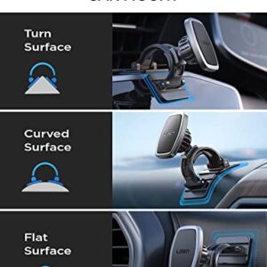 LISEN Magnetic Phone Holder for Car Fit Curved Surfaces Car Phone Holder Mount Flexible & Stable Dashboard Magnetic Phone Car Mount with 3 Metal Plates Fit All iPhone 14/13/12/11,Pro,Pro Max,Android