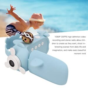 Jeanoko Kids Video Camera, Handheld Cartoon Bear Blue 1080P HD Kids DV Camera for Home