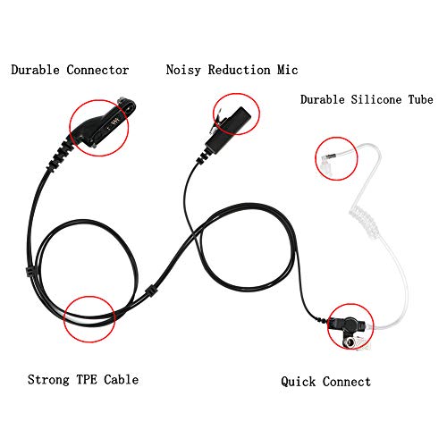 Earpieces for Motorola Walkie Talkies with Mic PPT and Acoustic Tube Headset for Walkie Talkies APX4000 APX6000 APX7000 APX 8000 XPR6350 XPR6550 XIR8268 (1 Packs)