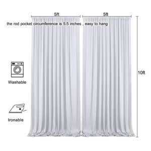 10x10 Silver Grey Backdrop Curtain for Parties Wedding Wrinkle Free Silver Grey Photo Curtains Backdrop Drapes Fabric Decoration for Birthday Party Baby Shower 5ft x 10ft,2 Panels