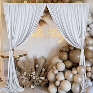 10x10 Silver Grey Backdrop Curtain for Parties Wedding Wrinkle Free Silver Grey Photo Curtains Backdrop Drapes Fabric Decoration for Birthday Party Baby Shower 5ft x 10ft,2 Panels