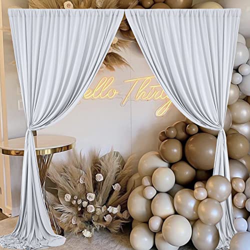 10x10 Silver Grey Backdrop Curtain for Parties Wedding Wrinkle Free Silver Grey Photo Curtains Backdrop Drapes Fabric Decoration for Birthday Party Baby Shower 5ft x 10ft,2 Panels