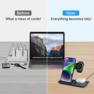 Wireless Charger,MILDILY 3 in 1 Wireless Charging Station for Apple iPhone/iWatch/Airpods,iPhone 13,12,11 (Pro, Pro Max)/XS Max/XR/XS/X/8(Plus),iWatch 7/6/SE/5/4/3/2,AirPods 3/2/pro（Black）