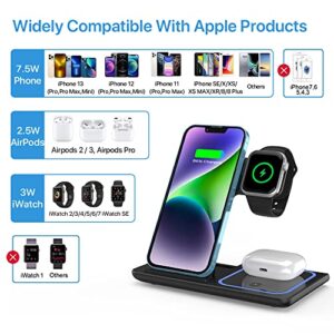 Wireless Charger,MILDILY 3 in 1 Wireless Charging Station for Apple iPhone/iWatch/Airpods,iPhone 13,12,11 (Pro, Pro Max)/XS Max/XR/XS/X/8(Plus),iWatch 7/6/SE/5/4/3/2,AirPods 3/2/pro（Black）