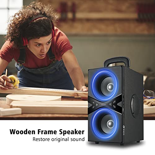 YIER Bluetooth Speakers, Wireless TWS Portable Bluetooth Speaker with Lights,100dB Loud Bluetooth Speaker with Subwoofer 80W(Peak) Stereo Sound, Bassup Technology,18-Hour Playtime for Outdoor Party