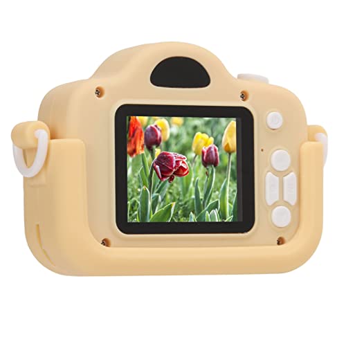 Toddler Digital Camera, Rounded Shape Kids Camera 16 Filters MP3 Play 15 Frames for School Activity(Light Yellow)