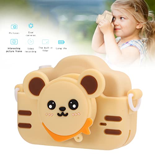 Toddler Digital Camera, Rounded Shape Kids Camera 16 Filters MP3 Play 15 Frames for School Activity(Light Yellow)