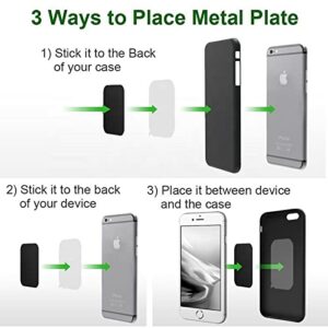 SALEX Replacement Metal Plates Set for Magnetic Car Phone Holders, Wall & Air Vent Mounts, Cases, Magnets. Kit of 16 Black Round Iron Discs Without Holes. 3M Adhesive Backing. Steel Sheets 16 Pack.