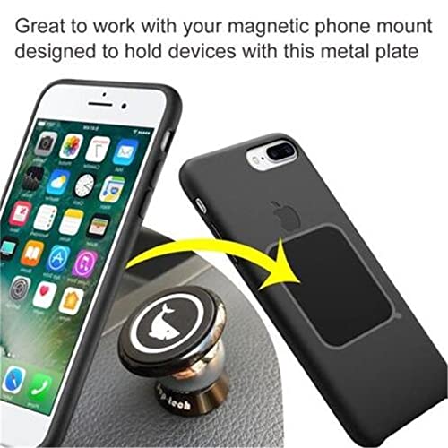 SALEX Replacement Metal Plates Set for Magnetic Car Phone Holders, Wall & Air Vent Mounts, Cases, Magnets. Kit of 16 Black Round Iron Discs Without Holes. 3M Adhesive Backing. Steel Sheets 16 Pack.