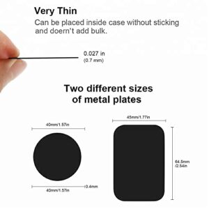 SALEX Replacement Metal Plates Set for Magnetic Car Phone Holders, Wall & Air Vent Mounts, Cases, Magnets. Kit of 16 Black Round Iron Discs Without Holes. 3M Adhesive Backing. Steel Sheets 16 Pack.
