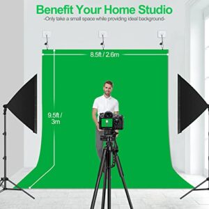 Emart Wall Mountable Large 8.5x10ft Green Screen Backdrop Sheet Cloth for Zoom Streaming, Polyester Fabric Material Greenscreen Background for Photography Video, Virtual Chromakey Curtain for Gaming