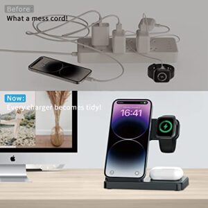 ImmSss Wireless Charger 3 in 1, 15W Fast Charging Station Compatible with Apple iWatch 8/Ultra/7/6/SE/5/4/3/2/1,AirPods 3/2/1/Pro,iPhone14/13 Pro/Pro Max/12/11/X/Xr/Xs/8 Plus/Galaxy Phone Series
