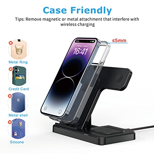 ImmSss Wireless Charger 3 in 1, 15W Fast Charging Station Compatible with Apple iWatch 8/Ultra/7/6/SE/5/4/3/2/1,AirPods 3/2/1/Pro,iPhone14/13 Pro/Pro Max/12/11/X/Xr/Xs/8 Plus/Galaxy Phone Series
