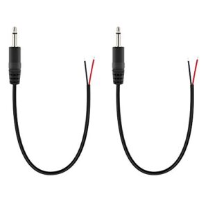 fancasee 2 pack replacement 3.5mm male plug to bare wire open end ts 2 pole mono 1/8″ 3.5mm plug jack connector audio cable repair