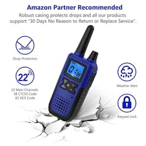 4 Long Range Walkie Talkies Rechargeable for Adults - NOAA 2 Way Radios Walkie Talkies 4 Pack - Long Distance Walkie-Talkies with Earpiece and Mic Set Headsets USB Charger Battery Weather Alert