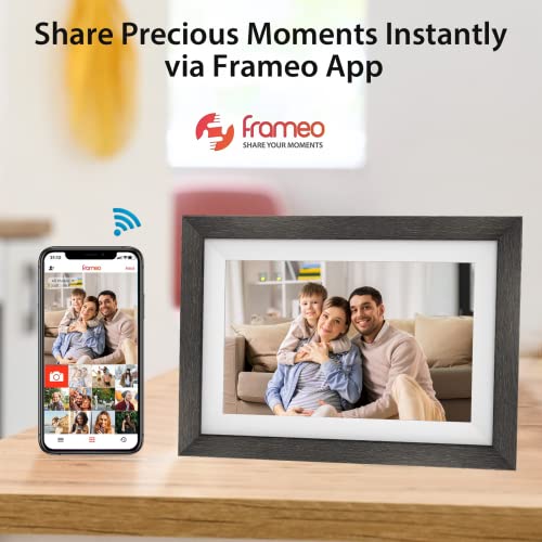 FRAMEO 32GB WiFi 10.1 Inch Digital Picture Frame with IPS Touch Screen, Effortless One Minute Setup to Share Photos or Video,Gift for Friends and Family