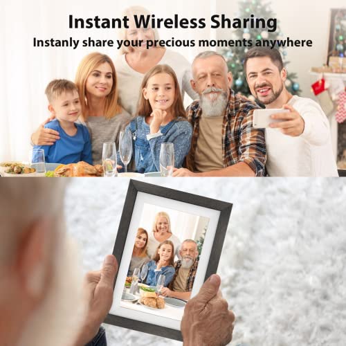 FRAMEO 32GB WiFi 10.1 Inch Digital Picture Frame with IPS Touch Screen, Effortless One Minute Setup to Share Photos or Video,Gift for Friends and Family