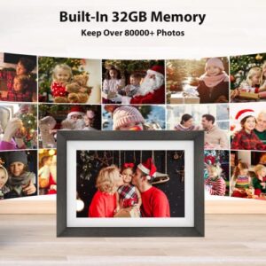 FRAMEO 32GB WiFi 10.1 Inch Digital Picture Frame with IPS Touch Screen, Effortless One Minute Setup to Share Photos or Video,Gift for Friends and Family