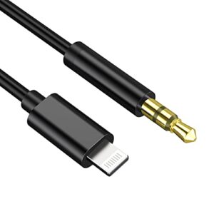 aux cord for iphone, [apple mfi certified] lightning to 3.5mm aux audio cable compatible with iphone 14 13 12 11 xs xr x 8 7 6 ipad ipod for car home stereo, speaker, headphone – 3.3ft (black)