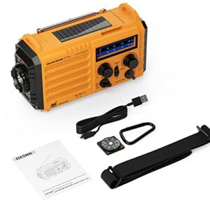 Emergency Radio with NOAA Weather Alert, Portable Solar Hand Crank AM FM Shortwave Radio for Survival,Rechargeable Battery Powered Radio,USB Charger,Flashlight,Reading Lamp,SOS Alarms for Home Outdoor