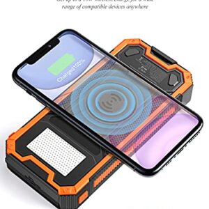 MINRISE Wireless Portable Charger, QC3.0 20W Power Bank Fast Charging 30000mAh Solar Charger, Battery Bank with Strong Flashlight, External Battery Pack Compatible with iPhone, Samsung, iPad, etc.