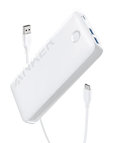 Anker 335 Power Bank (PowerCore 20K), 20W Portable Charger with USB-C Fast Charging, Works for iPhone 13/12 Series, Samsung, iPad Pro, AirPods, Apple Watch, and More (White)