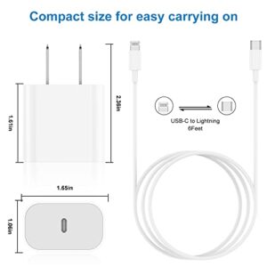 2 Pack iPhone 13 12 11 Fast Charger Block, Type C Fast Charging Charger Adapter with [Apple MFI Certified] USB C to Lightning Cable 6 ft Compatible with iPhone 14 13 12 11 Pro Max Mini…