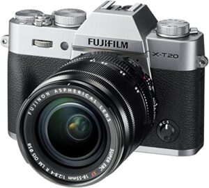 fujifilm x-t20 mirrorless digital camera w/xf18-55mmf2.8-4.0 r lm ois lens-silver