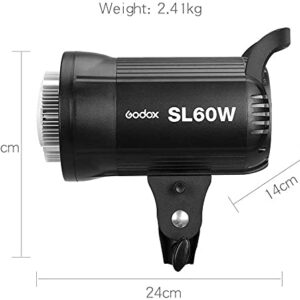 Godox SL-60W CRI 95+ LED Video Light SL60W White 5600±300K Version 60WS Bowens Mount Wirelessly Adjust Brightness, 433MHz Grouping System + Reflector