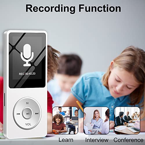 MP3 Player with Bluetooth, Skybess 32GB Portable Digital Lossless MP3 Music Player with Speaker/FM Radio/Voice Recorder/E-Book/Alarm Clock for Student Adult, Support up to 128GB (Headphone Included)